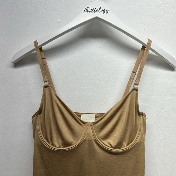 Hanro Bodysuit Skin Smooth Touch Underwired Bra Snap Nude Tan #1533 Size 36A